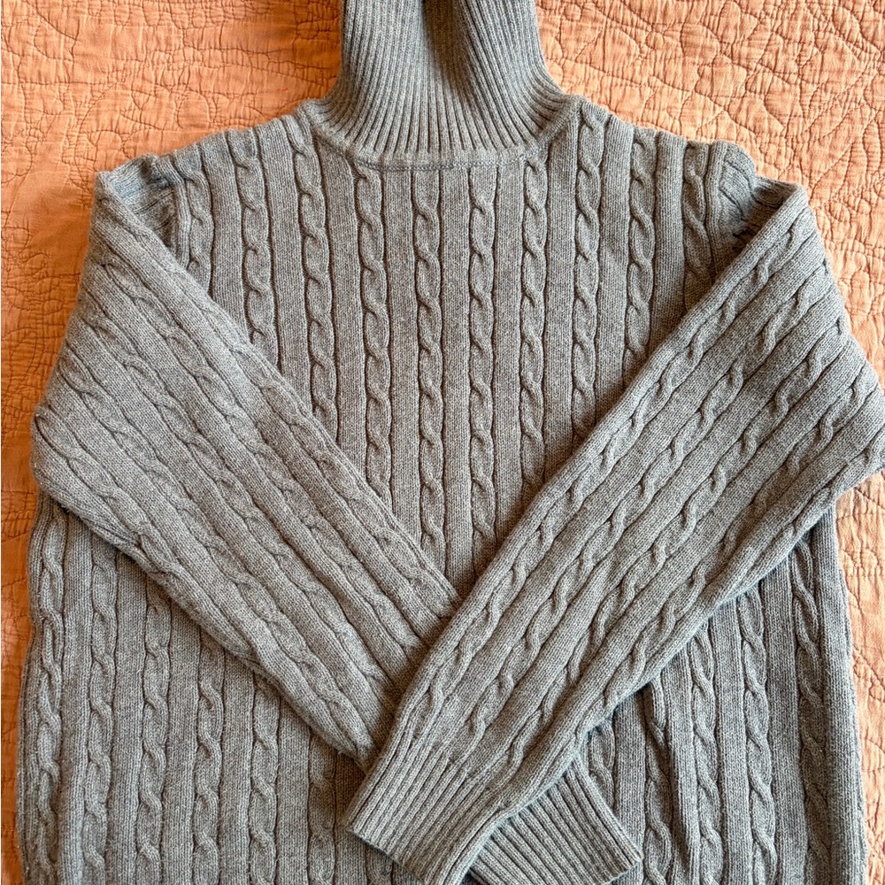Eddie Bauer Charcoal Cable Knit Turtleneck Sweater
